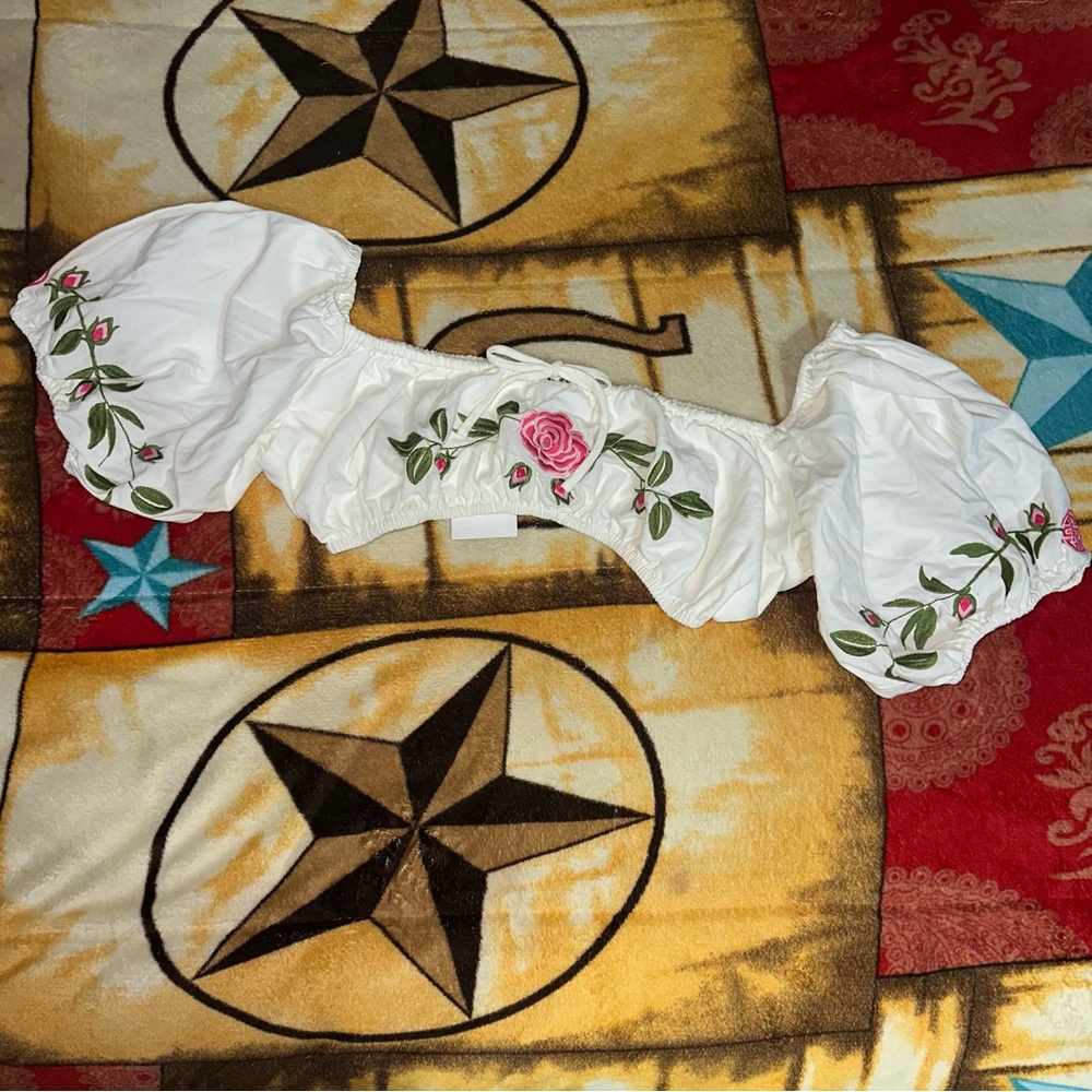 Floral Embroidered Crop Top